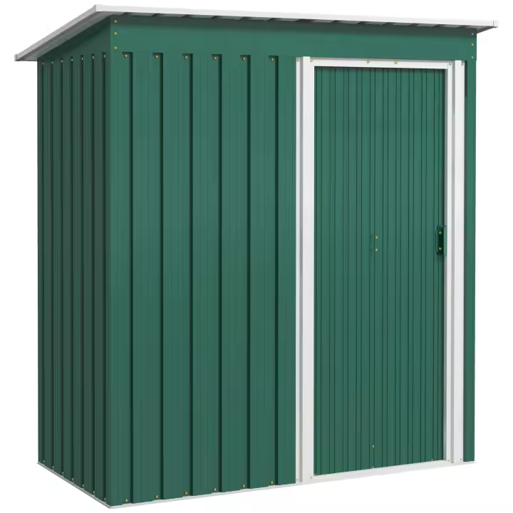 Outsunny Cobertizo de Jardín Exterior 1,16 m² 163x89x182 cm Caseta Metálica para Herramientas con Puerta Corredera y Techo Inclinado para Terraza Patio - 1