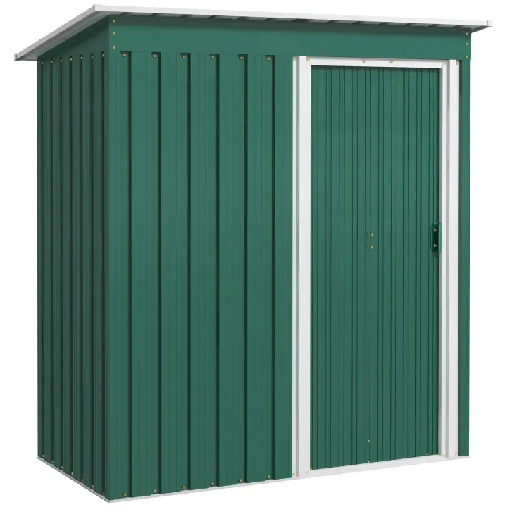 Outsunny Cobertizo de Jardín Exterior 1,16 m² 163x89x182 cm Caseta Metálica para Herramientas con Puerta Corredera y Techo Inclinado para Terraza Patio - 1