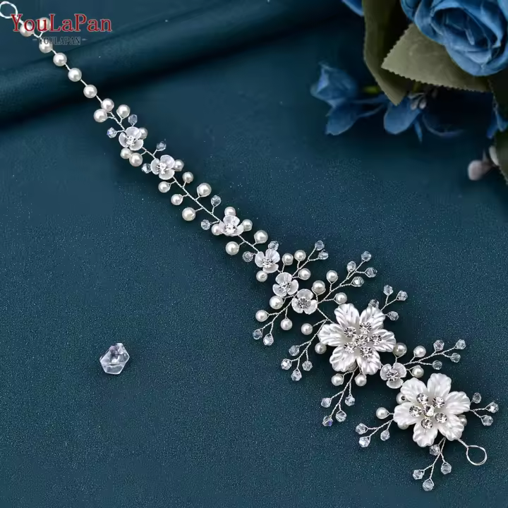 YouLaPan Diadema De Boda Para Novia Con Cristales Y Perlas Tiara De Mujer Accesorios De Peluca Para Celebraciones HP295 - 1