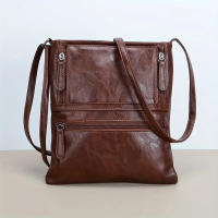 Bolso Bandolera Vintage De Cuero Suave PU Color Sólido Con Múltiples Bolsillos Para Mujer Ideal Para Viajes Diarios Y Uso Diario - details 8
