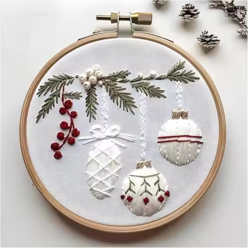 Kits de bordado navideño, Kit de bordado navideño, Patrones de bordado navideño, Kits de bordado navideño para principiantes, Kit de bordado de adornos, Kits de punto de cruz navideño - 1