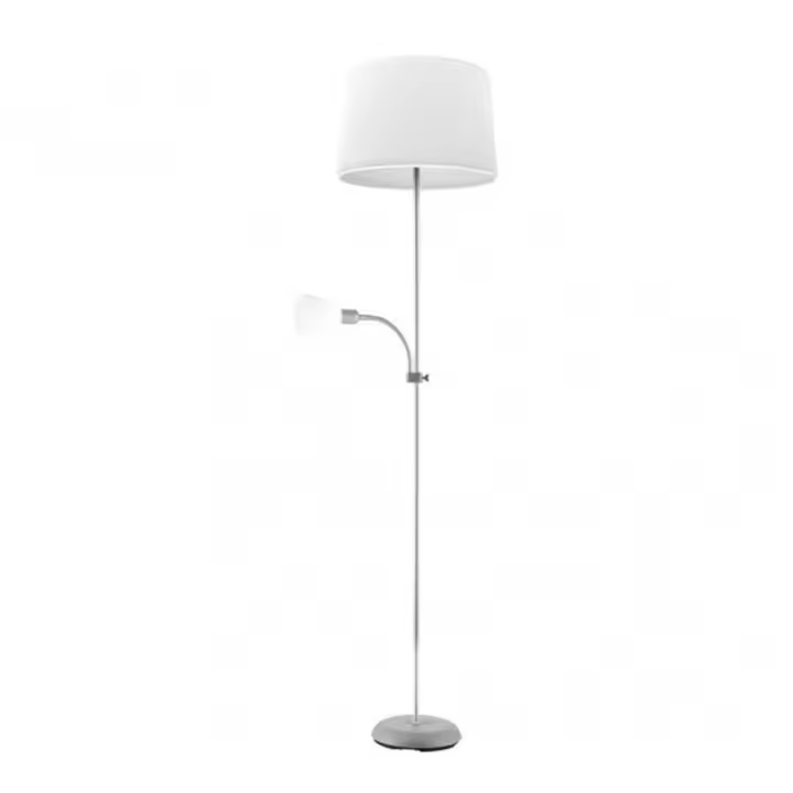 FABRILAMP 175242010 | Pie De Salon Rilon 1xe27+1xe14 C/lector Plata  Pantalla Blanca 175,5x40x40 Cm - 1