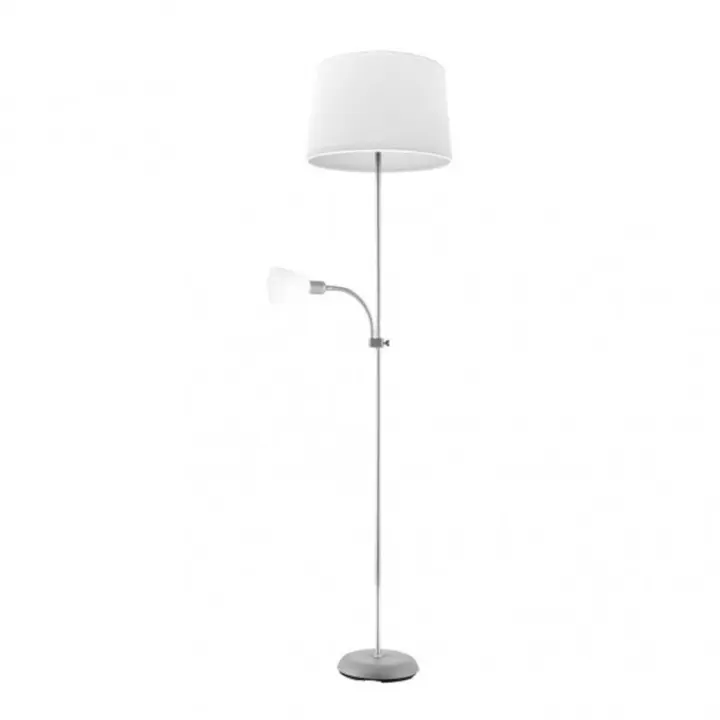 FABRILAMP 175242010 | Pie De Salon Rilon 1xe27+1xe14 C/lector Plata  Pantalla Blanca 175,5x40x40 Cm - 1