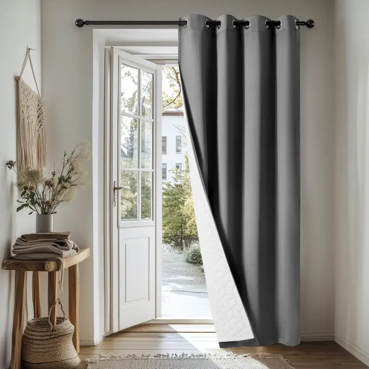 Deconovo Cortinas Termicas Aislantes Frio y Calor para Salon Dormitorio de Opacas 1 Pieza Cortina Divisoria, 200x280cm Negro - 1