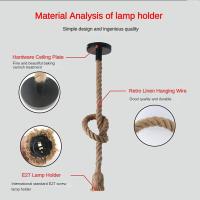 Lámpara Colgante Vintage De Hemp Rope 1/2/4m Long Para Loft Retro Industrial Doble Cabeza Edison Lámpara Colgante Para Decoración De Habitaciones Y Salones - details 4