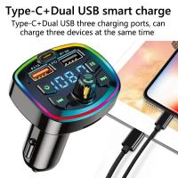 Cargador De Coche FM Transmisor Bluetooth 5.0 Con Doble Puerto USB 3.1A Carga Rápida PD Reproductor De Música MP3 Tarjeta TF USB Auxiliar - details 4