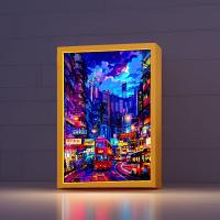 Marco De Fotos De Pintura Lumínica Hermosa Ciudad De Hong Kong Lámpara De Noche Para Decoración De Hogar Y Mesa Del Cama Regalo Para Amigos - details 4