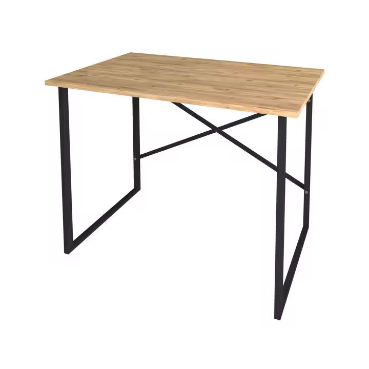 Mesa escritorio. Mesa de ordenador. Estilo industrial. Estructura metálica negra y tablero melamina roble Safir. (Alto 75 cm/Ancho 90 cm/Fondo 60 cm) - 1