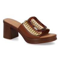 PuntoSalao Zuecos de tacón cómodo hebilla color camel VR5-1610 - details 1