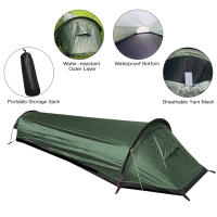Carpa De Camping Para Un Solo Usuaria Carpa De Montaña Rusa Ligera Con Saco De Dormir Carpa De Un Habitáculo De Viaje - details 18