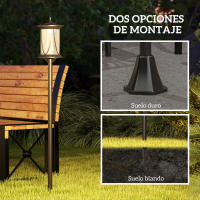 Outsunny Farola Solar Luz Solar de Exterior con Panel Solar Encendido y Apagado Automático IP44 para Terraza Patio 17x17x127 cm Negro - details 3