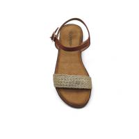 Calzados soraia, Sandalias Casual para Mujer - Correa Marrón con Detalle Trenzado Beige y Suela Plana - details 4