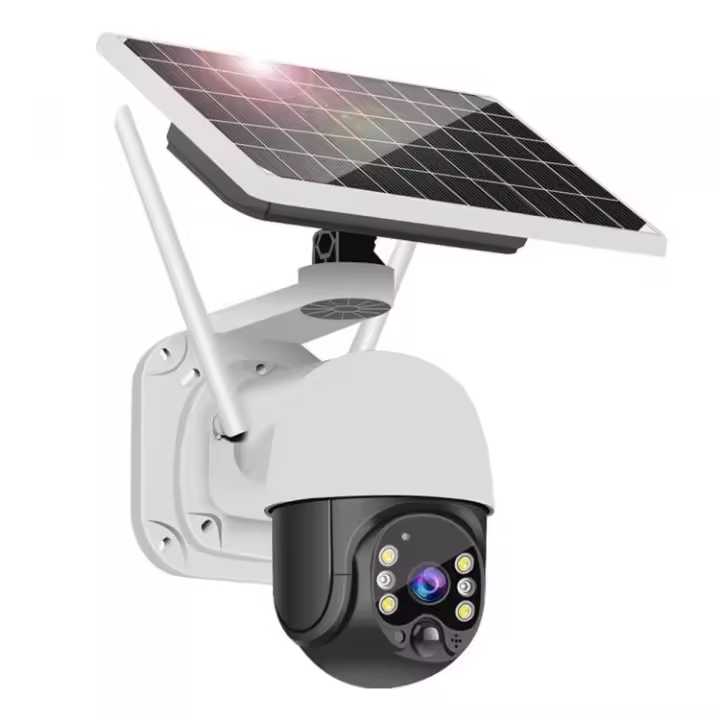 FGNS Cámara de Vigilancia Solar Exterior Inalámbrico con Visualización de 360 °, Detección de Movimiento, 2K Visión Nocturna, Audio Bidireccional, IP66 Impermeable,S. Cámara Vigilancia WiFi Exterior Solar, HD - 1