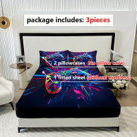 3PC Juego De Sábanas Para Cama Con Diseño De Juego Colorido Y Brillante 1 Sábana De Encaje + 2 Fundas Para Almohadas Técnica De Impresión Digital Adecuado Para Todas Las Estaciones - details 3