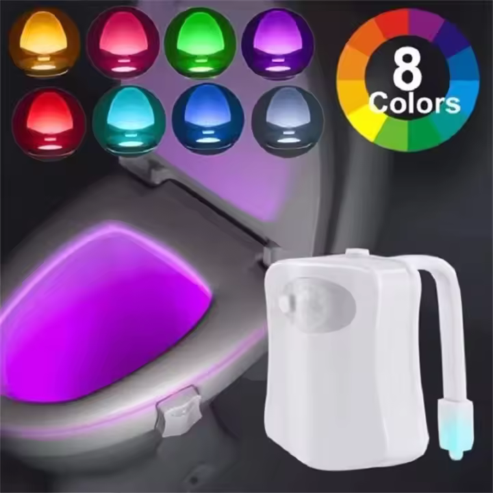 Luz Nocturna LED De Sensing Infrarrojo Mini Kawayi Para Baño Con 16/8 Colores Cambiantes Sensibilidad De Movimiento Decorativa Para El Hogar - 1