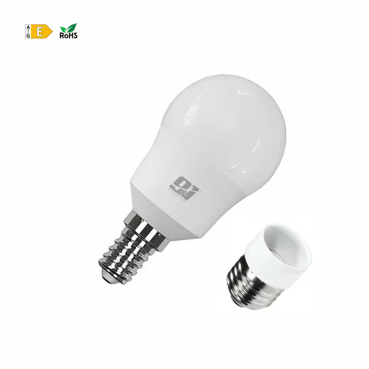 ORION91 Pack X 10 Bombillas CFL Esférica Micro E14 11w + 6 Conversores E27 605lm Blanco Cálido 2700K 6000h Orion91 Promotion - 1