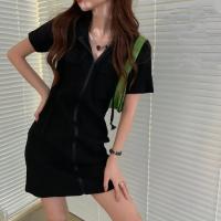 Vestido Mujer Casual De Algodón Con Capucha Cierre Frontal a La Cremallera Cinturón Y Bolsillos Manga Corta Mini Vestido Estilo Deportivo Ajustado Bodycon - details 19