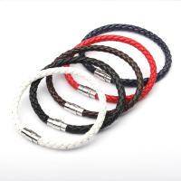 Pulsera De Cuero Para Hombres Y Mujeres Diseño Sencillo Con Botón De Acero Inoxidable Multicolor Regalo De Día De San Valentín Joyería Para Muñeca - details 0