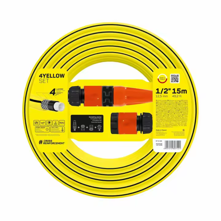 Cellfast Set de riego 4YELLOW de diámetro 1/2" (12,5 mm) con una longitud de 15 metros. - 1