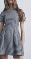 Vestido A-Line De Punto De León Slim Fit Para Mujer Estilo Hepburn Francés Con Cuello Redondo Y Mangas Cortas Moda Versátil De Cintura Alta - details 1