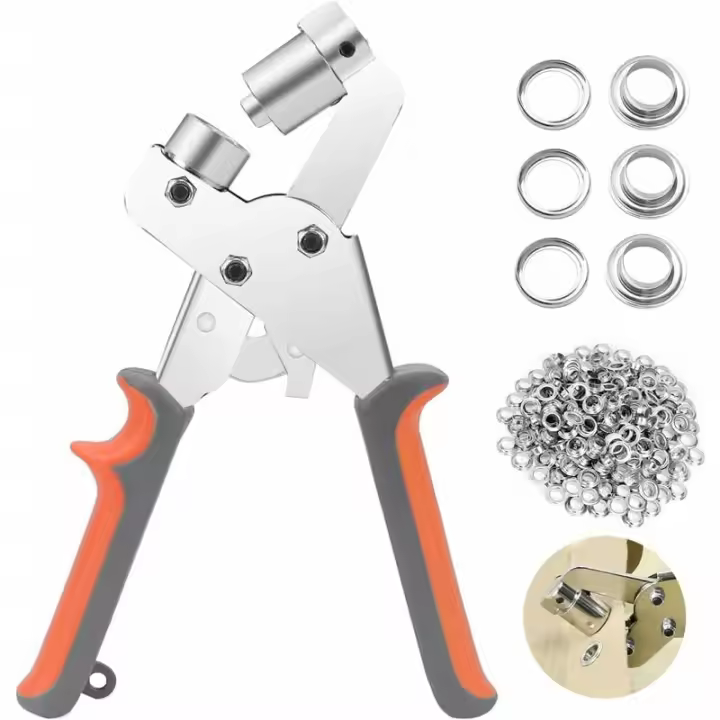 Alicates de ojal, kit de taladro de ojal profesional, 100 piezas (10mm de diámetro interior) alicates de metal para toldo de tela de cuero PVC lonas - 1