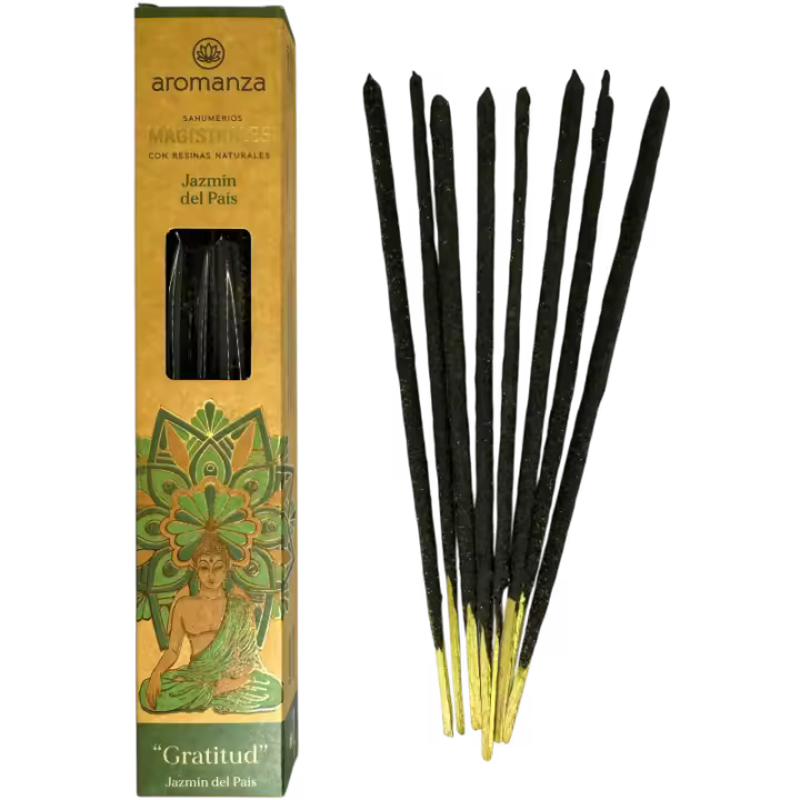 Sahumerios Magistrales Jazmín del País Inciensos Aromanza Argentina 8 barritas gruesas con Resinas Naturales - Gratitud - 1