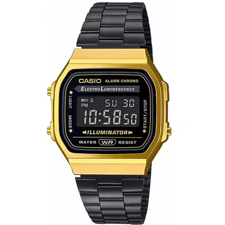 Reloj de pulsera CASIO Retro Vintage - A168WEGB-1BEF correa color: Negro Dial LCD Negro Unisex - 1