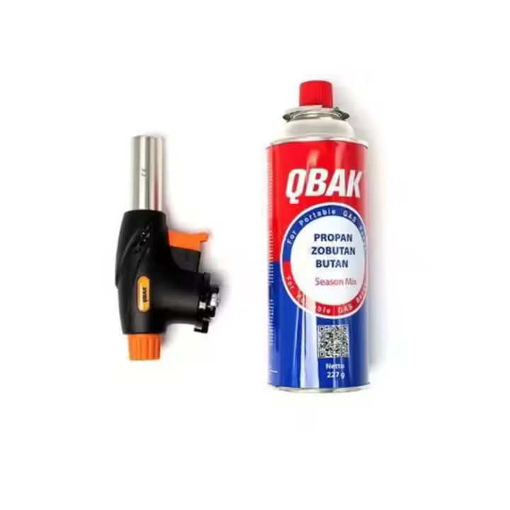 Pack Profesional Soplete Cocina + Cartucho Gas 227g, Llama Ajustable - Ideal para Flambeado/Postres/Barbacoas, Compatible con Quemadores Portátiles, Mezcla Butano/Isobutano, Multiusos (Soldadura/Descongelación) - 1