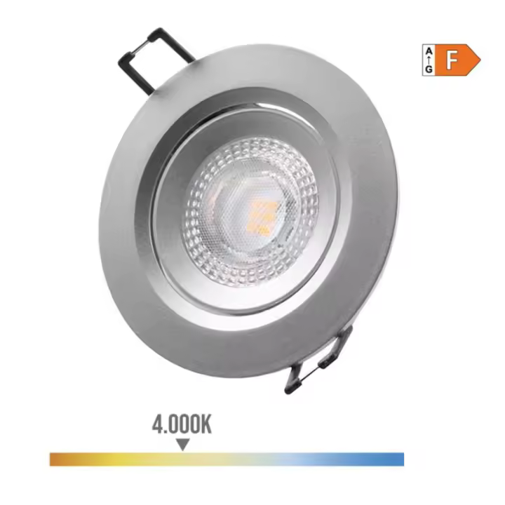 EDM Downlight LED Empotrable Redondo 5W 4000K Luz Día Cromo Ø9cm - EDM - 31632  Iluminación Interior Downlights - 1
