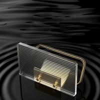 Soporte De Papel Toalla De Lujo En Oro Con Estante Acrílico Sin Perforar Accesorios De Baño Organizador De Tela De Papel - details 1