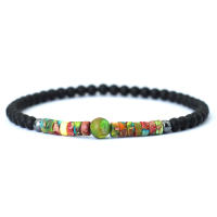 Pulsera Única Para Hombres Con Piedra De Ojo De Tigre 4mm Y Pequeñas Perlas Negras Onyx Pulsera Bohemia De Moda Sin Cierre - details 6