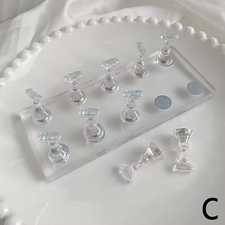 Soporte De Práctica Para Arte De Uñas Dorado Y Plateado En Aleación De Metal Magnético Base Doble De Acrílico Herramienta De Manicura Accesorios De Uñas Para Salon - 1