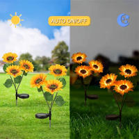Lámpara Solar IP65 Impermeable Para Exterior Iluminación LED En Forma De Girasol Decorativa Para Jardín Camino Paisaje - details 3