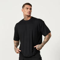 Camiseta De Algodón Para Hombre Estilo Casual Con Hombros Caídos Y Mangas Cortas Para Gimnasio Y Fitness Camiseta De Verano Deportiva Suelta Y Cómoda - details 1