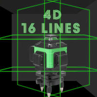 Nivel Láser 4D 16 Líneas Autonivelante ±3°  200ft Range Precisión ±1/9 Pulgadas, USB Recargable, Alcance 200 Pies con Receptor, IP54 Antipolvo/Agua para Construcción ﻿ - details 0