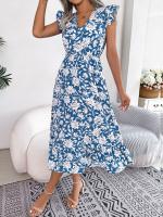 Vestido Largo Elegante De Mujer Con Estampado Floral Y Neck V Sin Mangas Para Primavera Verano Venta Al Por Menor Y Mayor - details 2