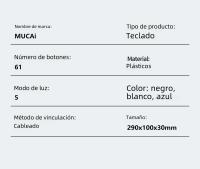 Teclado Mecánico Mini MUCAI MKA610 RGB USB Switch Rojo 61 Teclas Cableado Para Computadora Portátil Teclado Puro Negro - details 14