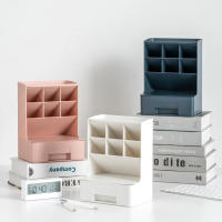 Organizador De Escritorio Con Portarretratos Oblicuo Estuche De Almacenamiento De Lujo En Plástico Multifuncional Para Oficina Y Estudiantes - details 5