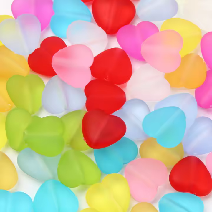30pcs Bolas De Acrílico En Forma De Corazón Mate Multicolor Para Creación De Joyas Pulseras Collares Accesorios 13x14mm - 1