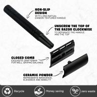 Afeitadora De Seguridad Doble Faja Para Hombres Con 10 Hojas De Afeitar Reutilizable Essencial Para Viajes Cabeza De Afeitar De Aleación De Zinc Mango De Aluminio Acero Inoxidable - details 2