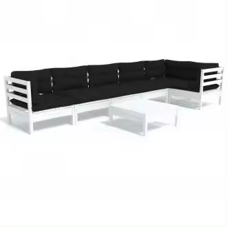VIDAXL 3096401 conjunto de muebles de exterior de 7 piezas de madera de pino con cojines gris antracita - 1