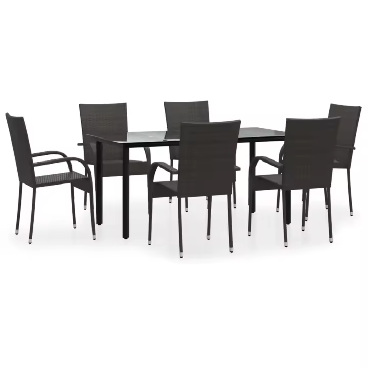 vidaXL Juego de comedor de jardín 7 piezas ratán sintético marrón - 1