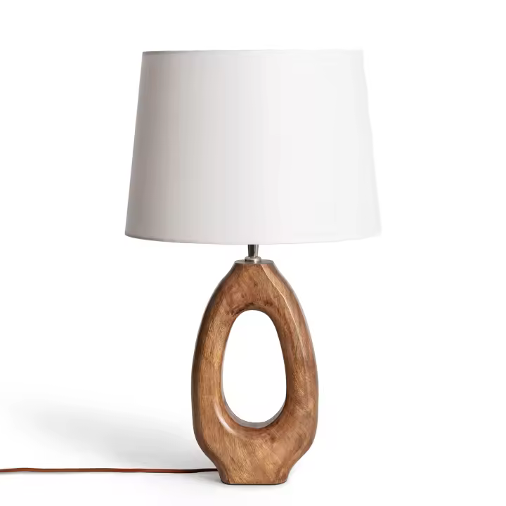 Ledkia Lámpara de Mesa Madera Darshan ILUZZIA Blanco Antiguo - 1