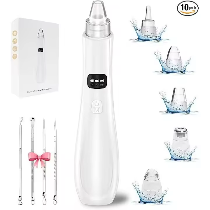 Eliminador de puntos negros al vacío para el cuidado facial, nariz y nariz, con 5 cabezales de succión.（1*） - 1