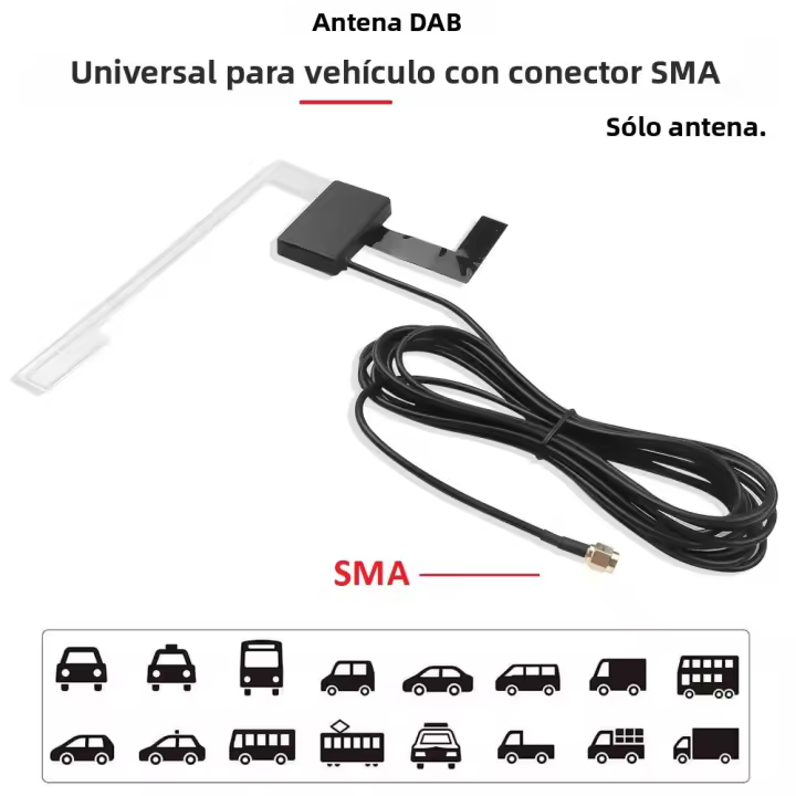 Antena De Coche Universal 3 En 1 DAB+AM+FM Con Cable De 5M Amplificada Montaje En Techo Impermeable Y Resistente Al Polvo Accesorios De Auto - 1