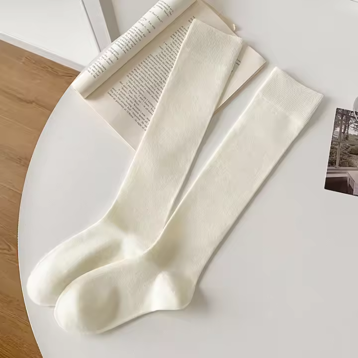 Medias Largas De Calidad Alta Estilo Japonés Para Mujer Transpirables Medias De Rodilla En Poliéster Algodón Spandex - 1
