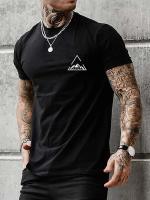 Camiseta De Algodón Puro Con Estampado De Cumbres De Montaña Para Hombres Camiseta Blanca De Moda Con Cuello Redondo Manga Corta Para Verano - details 4
