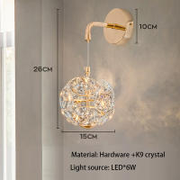 Modern Chandelier De Cristal Puro K9 Pequeño Lámpara De Pared Para Dormitorio Luces Colgantes Para Pasillo Y Barra Decoración Noble - details 1