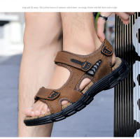 Sandalias De Cuero Genuino Para Hombre Verano Zapatillas De Playa Y Senderismo Antideslizantes Y Resistentes Al Desgaste Suaves De Goma Para Exterior - details 5
