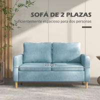 HOMCOM Sofá de 2 Plazas Sillón Moderno Tapizado en Poliéster con 2 Bolsillos Laterales Reposabrazos y Patas de Madera para Dormitorio Oficina Carga 200 kg 143x76x83 cm Gris - details 4